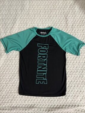 MAD Engine Kids' Black & Teal Fortnite Rashguard boys size L 10-12